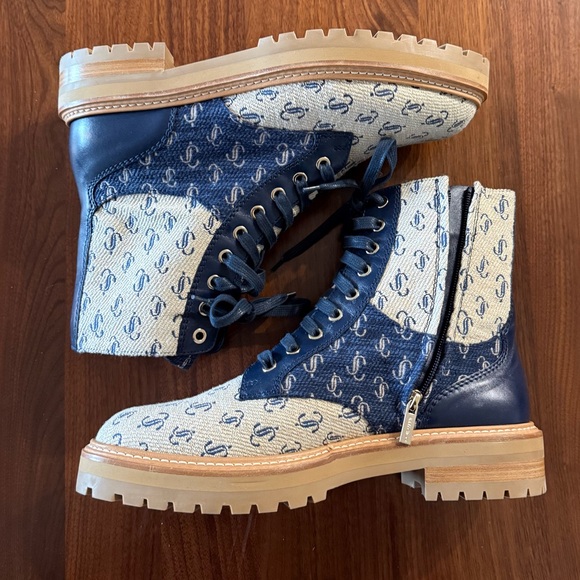 Jimmy Choo Men's Turing Sand Dune Monogram Lace-Up Boots - EU 42/US 9 brand new - Picture 3 of 8